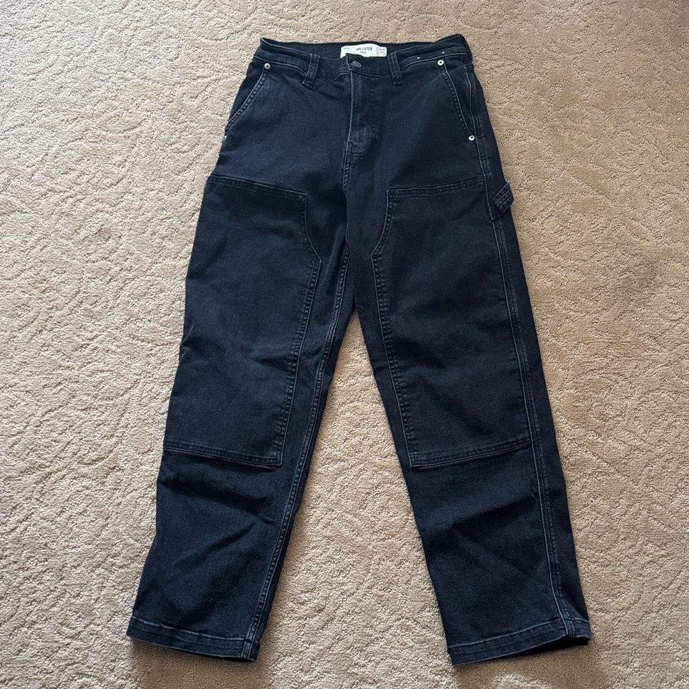Hollister Men's Black Cargo Utility Jeans